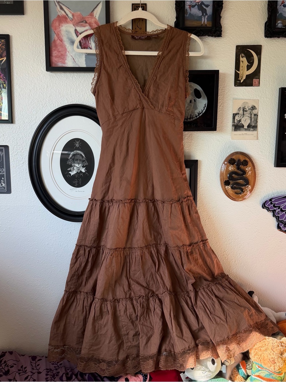 vintage y2k tiered ruffle maxi dress